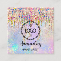 メイクアップアーティスト爪、 ネイルユニコーン金ゴールドホログラフィロゴQr