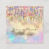 メイクアップアーティスト爪、 ネイルユニコーン金ゴールド自筆証書バラ スクエア名刺 (正面)