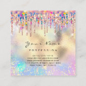 メイクアップアーティスト爪、 ネイルユニコーン金ゴールド自筆証書バラ スクエア名刺 (裏面)