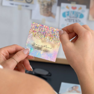 メイクアップアーティスト爪、 ネイルユニコーン金ゴールド自筆証書バラ スクエア名刺