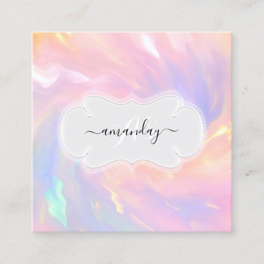 メイクアップアーティスト爪、 ネイルラッシュホログラフィユニコーン スクエア名刺 (正面)