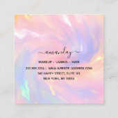 メイクアップアーティスト爪、 ネイルラッシュホログラフィユニコーン スクエア名刺 (裏面)