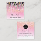 メイクアップアーティスト爪、 ネイルロゴバラグリッター紙吹雪 スクエア名刺 (正面/裏面)