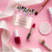 メイクアップアーティスト爪、 ネイルロゴバラグリッター金ゴールドドライブ スクエア名刺