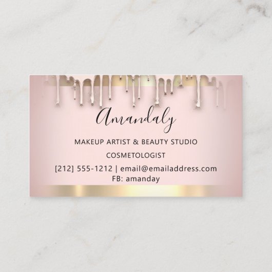 メイクアップアーティスト爪、 ネイルワックス美しい赤面バラ金ゴールド 名刺 (裏面)