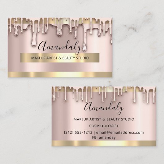 メイクアップアーティスト爪、 ネイルワックス美しい金ゴールドバラVIP 名刺 (正面/裏面)