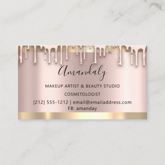 メイクアップアーティスト爪、 ネイルワックス美しい金ゴールドバラVIP 名刺 (裏面)