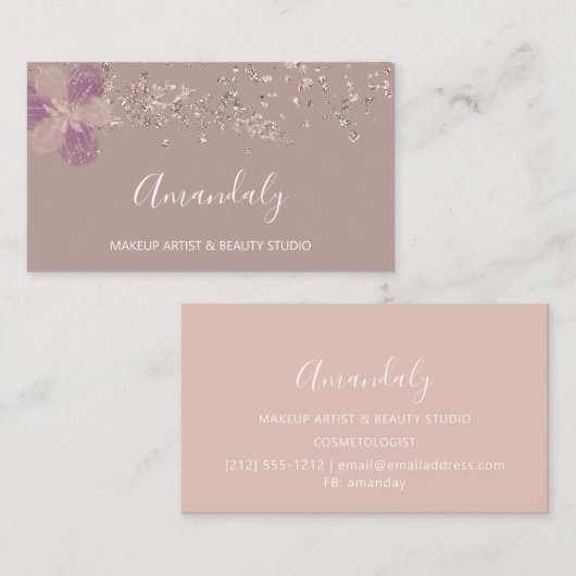 メイクアップアーティスト爪、 ネイル美しいスパバラフローラ 名刺 (正面/裏面)