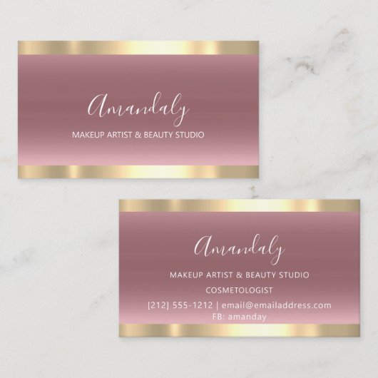 メイクアップアーティスト爪、 ネイル美しいスパバラ金ゴールドシンプル 名刺 (正面/裏面)