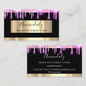 メイクアップアーティスト爪、 ネイル金ゴールドブラックドリップス自筆証書 名刺 (正面/裏面)