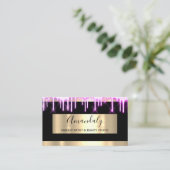 メイクアップアーティスト爪、 ネイル金ゴールドブラックドリップス自筆証書 名刺 (スタンド正面)