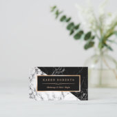 メイクアップアーティスト白黒大理石素晴らしルック 名刺 (スタンド正面)