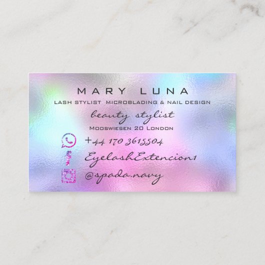 メイクアップアーティスト眉毛の点毛ドリップピンクの灰色のシル 名刺 (裏面)