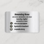 メイクアップアーティスト眉毛まくら銀ドリップ 名刺 (裏面)