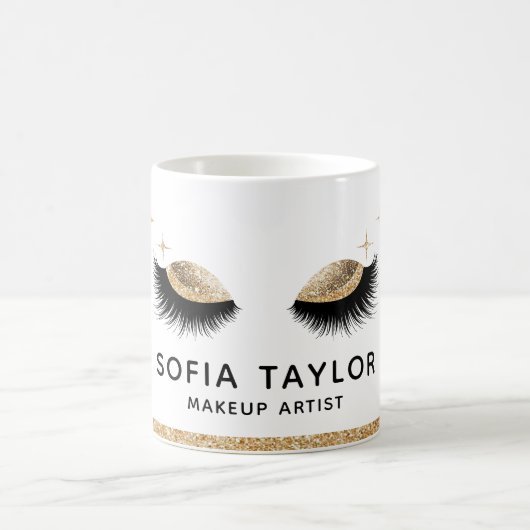 メイクアップアーティスト眉毛まつグリッター金ゴールドセピア コーヒーマグカップ (中央)