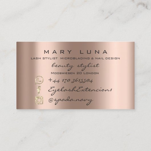 メイクアップアーティスト眉毛まつバラ金ゴールドピンク 名刺 (裏面)