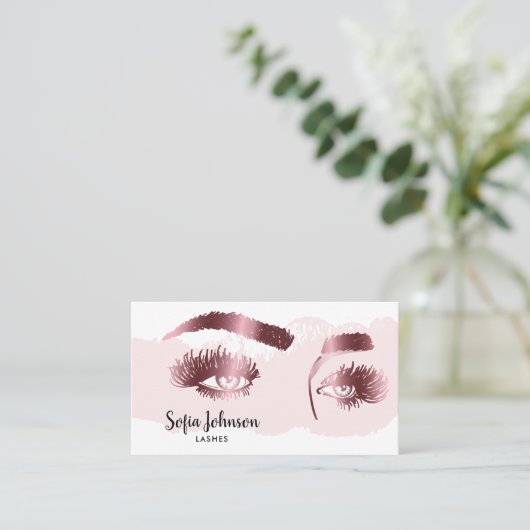 メイクアップアーティスト眉毛まつバラ金ゴールド目 名刺 (スタンド正面)