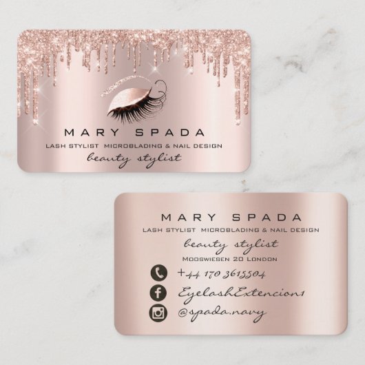 メイクアップアーティスト眉毛まつピンクのバラの眉 名刺 (正面/裏面)