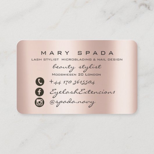 メイクアップアーティスト眉毛まつピンクのバラの眉 名刺 (裏面)