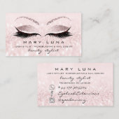メイクアップアーティスト眉毛まつ伸びピンクグリッター 名刺 (正面/裏面)