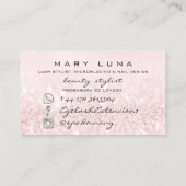 メイクアップアーティスト眉毛まつ伸びピンクグリッター 名刺 (裏面)