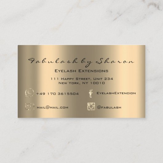 メイクアップアーティスト眉毛まつ拡張金ゴールド目 名刺 (裏面)