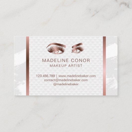 メイクアップアーティスト眉毛まつ毛グリッターバラ金ゴールド 名刺 (裏面)