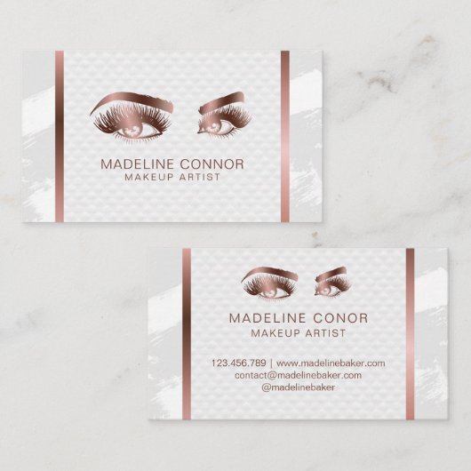 メイクアップアーティスト眉毛まつ毛グリッターバラ金ゴールド 名刺 (正面/裏面)