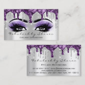 メイクアップアーティスト眉毛まつ毛シルバーグレーパープル 名刺 (正面/裏面)