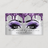 メイクアップアーティスト眉毛まつ毛シルバーグレーパープル 名刺 (正面)