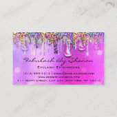 メイクアップアーティスト眉毛まつ毛ピンクドリップホログラフ 名刺 (裏面)