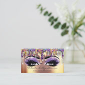 メイクアップアーティスト眉毛まつ毛金ゴールドドリップホログラフ 名刺 (スタンド正面)