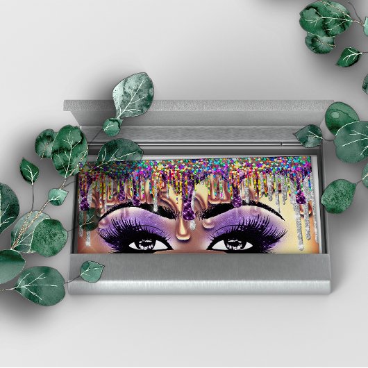 メイクアップアーティスト眉毛まつ毛金ゴールドドリップホログラフ 名刺