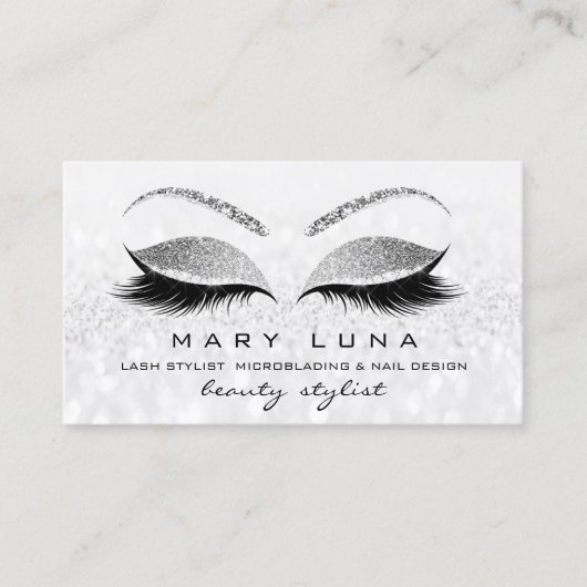 メイクアップアーティスト眉毛まつ灰色シルバーグレイ 名刺 (正面)