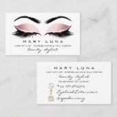 メイクアップアーティスト眉毛まつ白バラ金ゴールド 名刺 (正面/裏面)