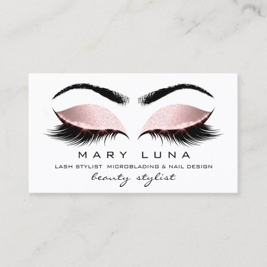 メイクアップアーティスト眉毛まつ白バラ金ゴールド 名刺 (正面)