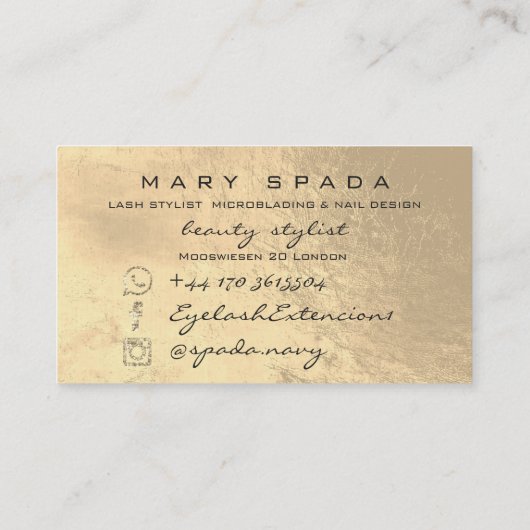 メイクアップアーティスト眉毛まつ金ゴールドエステティシャン 名刺 (裏面)