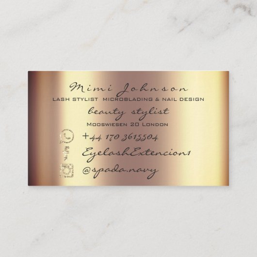 メイクアップアーティスト眉毛まつ金ゴールドエステティシャン 名刺 (裏面)
