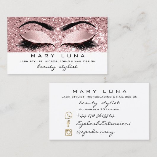 メイクアップアーティスト眉毛まぶしキラキラバラ金ゴールド 名刺 (正面/裏面)