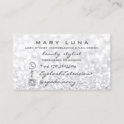 メイクアップアーティスト眉毛まぶしグレーシルバーグレールクス 名刺 (裏面)