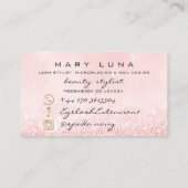 メイクアップアーティスト眉毛まぶしピンクのローズグリッター 名刺 (裏面)