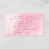 メイクアップアーティスト眉毛まぶしピンクの美容師 名刺 (裏面)