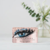 メイクアップアーティスト眉毛まぶしピンクグリッター眉 名刺 (スタンド正面)