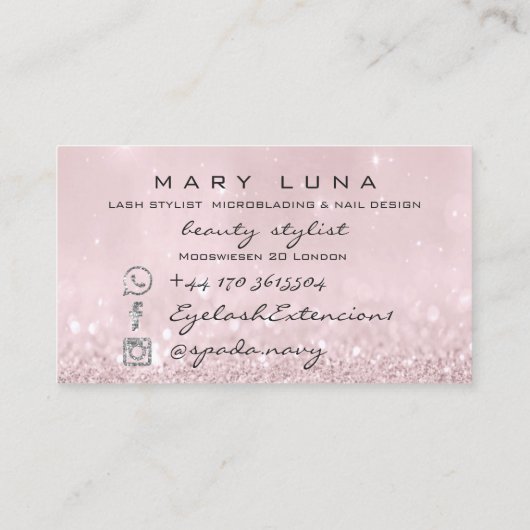 メイクアップアーティスト眉毛まぶしピンク灰色の社会 名刺 (裏面)