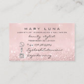 メイクアップアーティスト眉毛まぶしピンク灰色グリッター 名刺 (裏面)