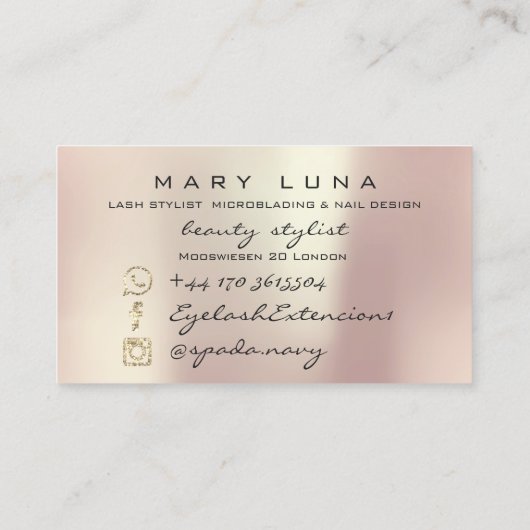 メイクアップアーティスト眉毛まぶしピンク赤面ソーシャル 名刺 (裏面)