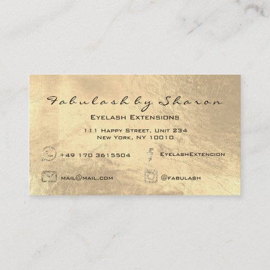 メイクアップアーティスト眉毛まゆ拡張リード金ゴールド 名刺 (裏面)