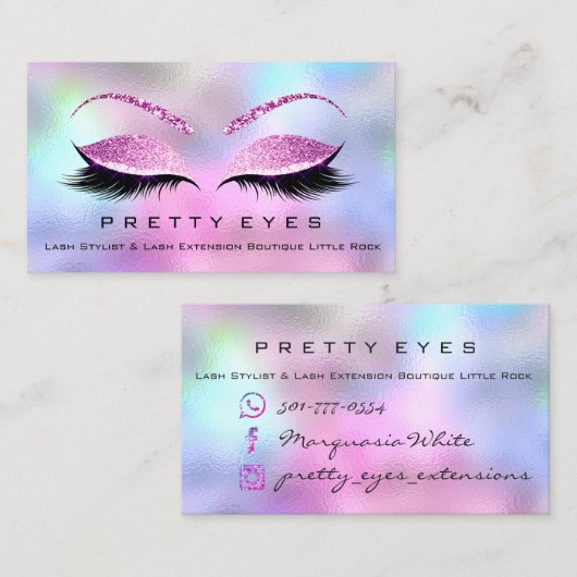 メイクアップアーティスト眉毛ラッシュピンク自筆眼 名刺 (正面/裏面)