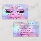 メイクアップアーティスト眉毛ラッシュホログラフィックPInk 名刺 (正面/裏面)