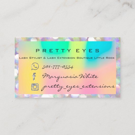 メイクアップアーティスト眉毛ラッシュ《写真》ぼけ味ホログラフィロゴ 名刺 (裏面)